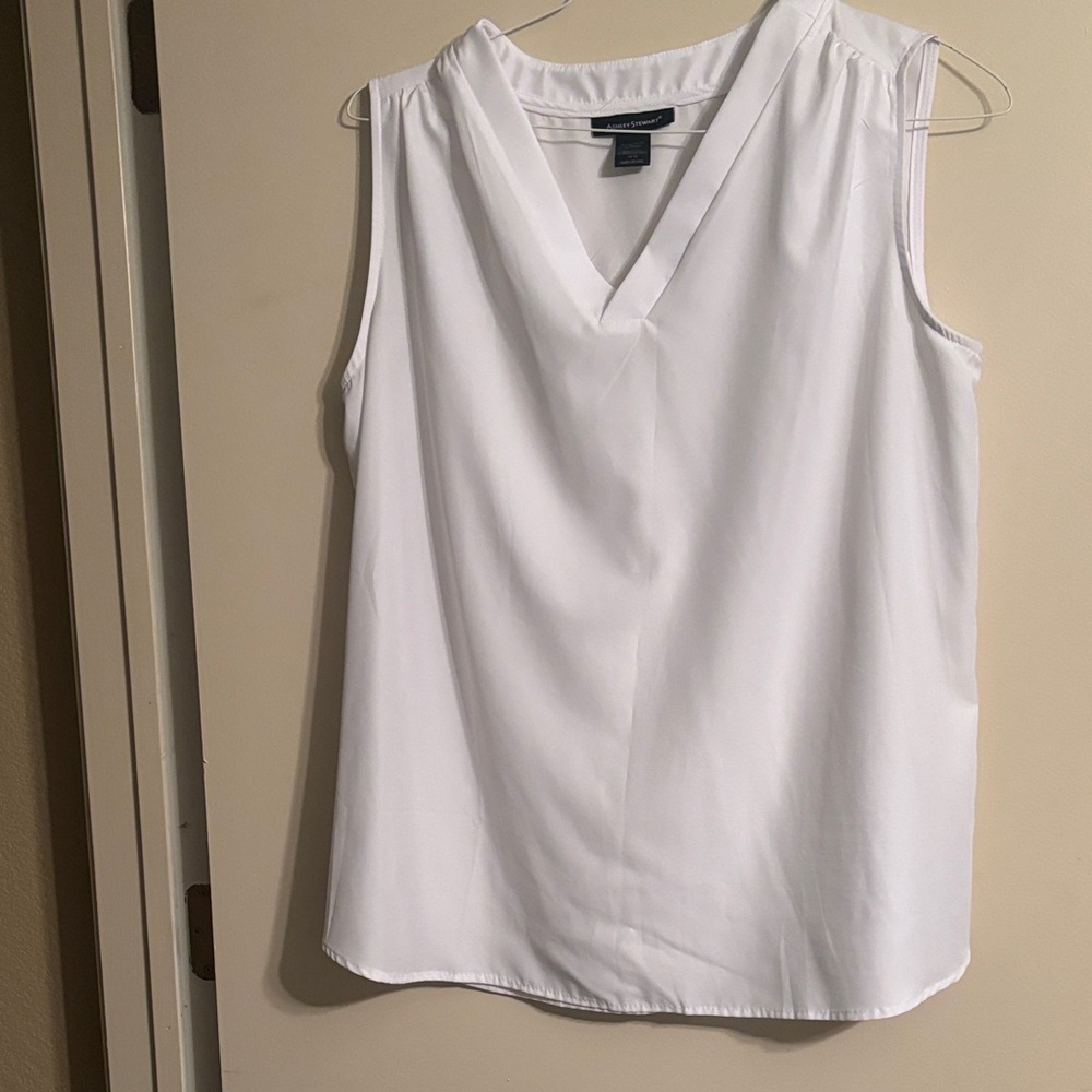 Ashley Stewart Classic White Sleeveless Top